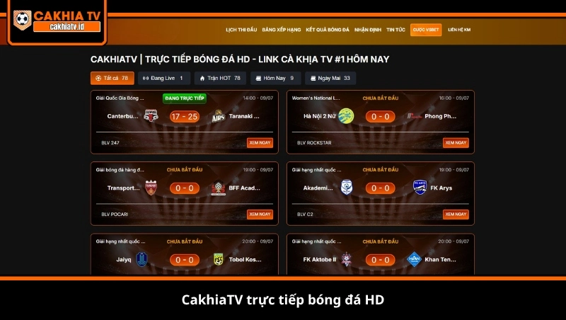 CakhiaTV trực tiếp bóng đá HD