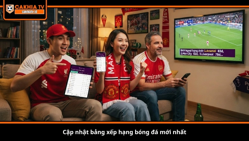 cập nhật bảng xếp hạng bóng đá mới nhất