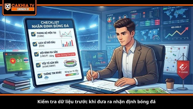 Kiểm tra dữ liệu trước khi đưa ra nhận định bóng đá