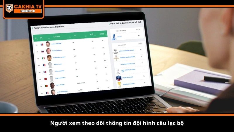 Người xem theo dõi thông tin đội hình câu lạc bộ