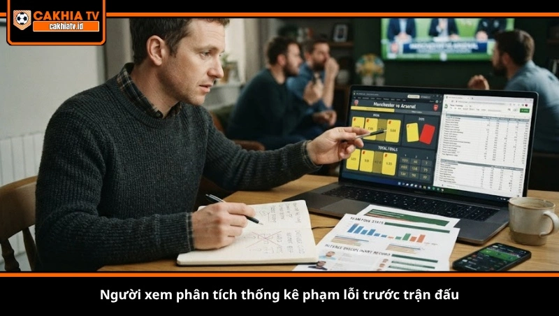 Người xem phân tích thống kê phạm lỗi trước trận đấu
