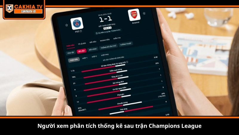 Người xem phân tích thống kê sau trận Champions League