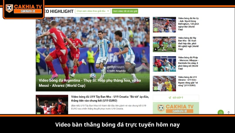 Video bàn thắng bóng đá trực tuyến hôm nay